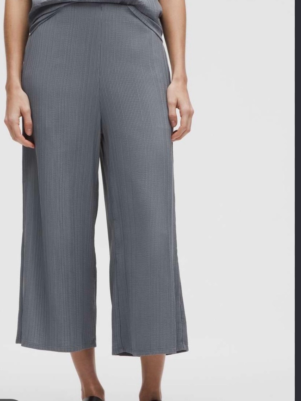 Lululemon Pleated Stretch High-Rise Wide-Leg Cropped Pant Grey Blue XS